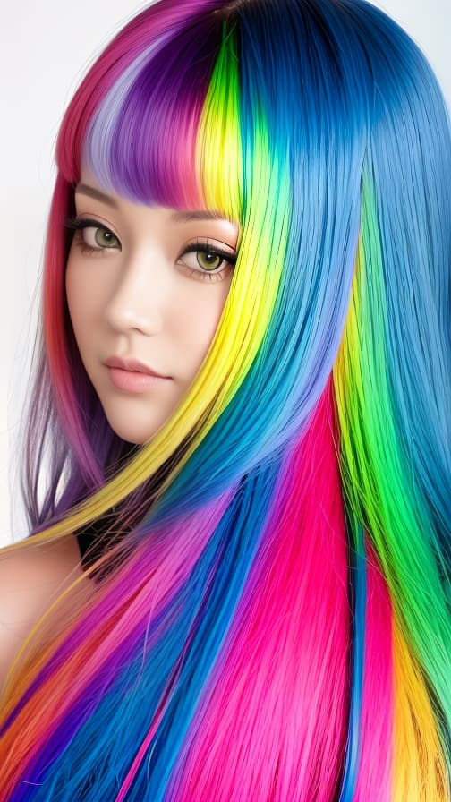  Woman with colorful hair 6 colors