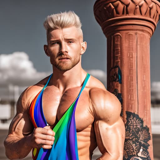 portrait+ style Russian LGBT queer fitness trainer blonde hunk dilf dude face