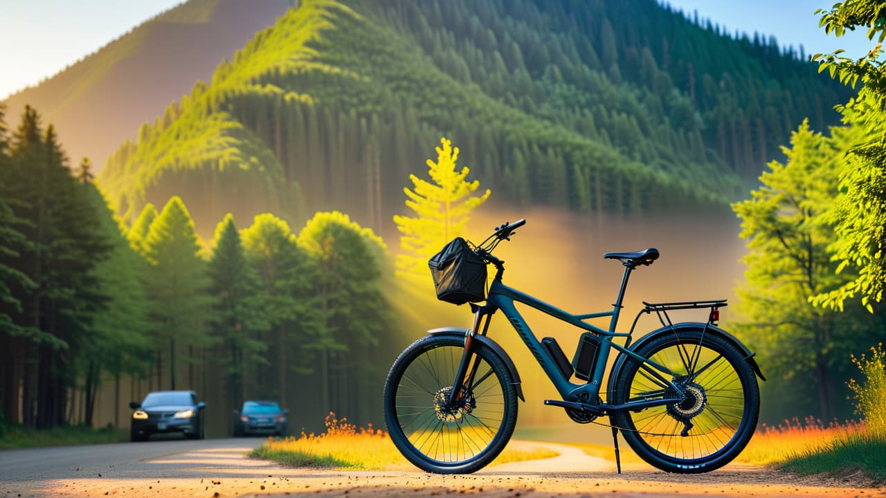  a split scene: a stylish city bike parked by a bustling café, juxtaposed with a rugged mountain bike on a dirt trail surrounded by trees, showcasing contrasting urban and nature settings. hyperrealistic, full body, detailed clothing, highly detailed, cinematic lighting, stunningly beautiful, intricate, sharp focus, f/1. 8, 85mm, (centered image composition), (professionally color graded), ((bright soft diffused light)), volumetric fog, trending on instagram, trending on tumblr, HDR 4K, 8K