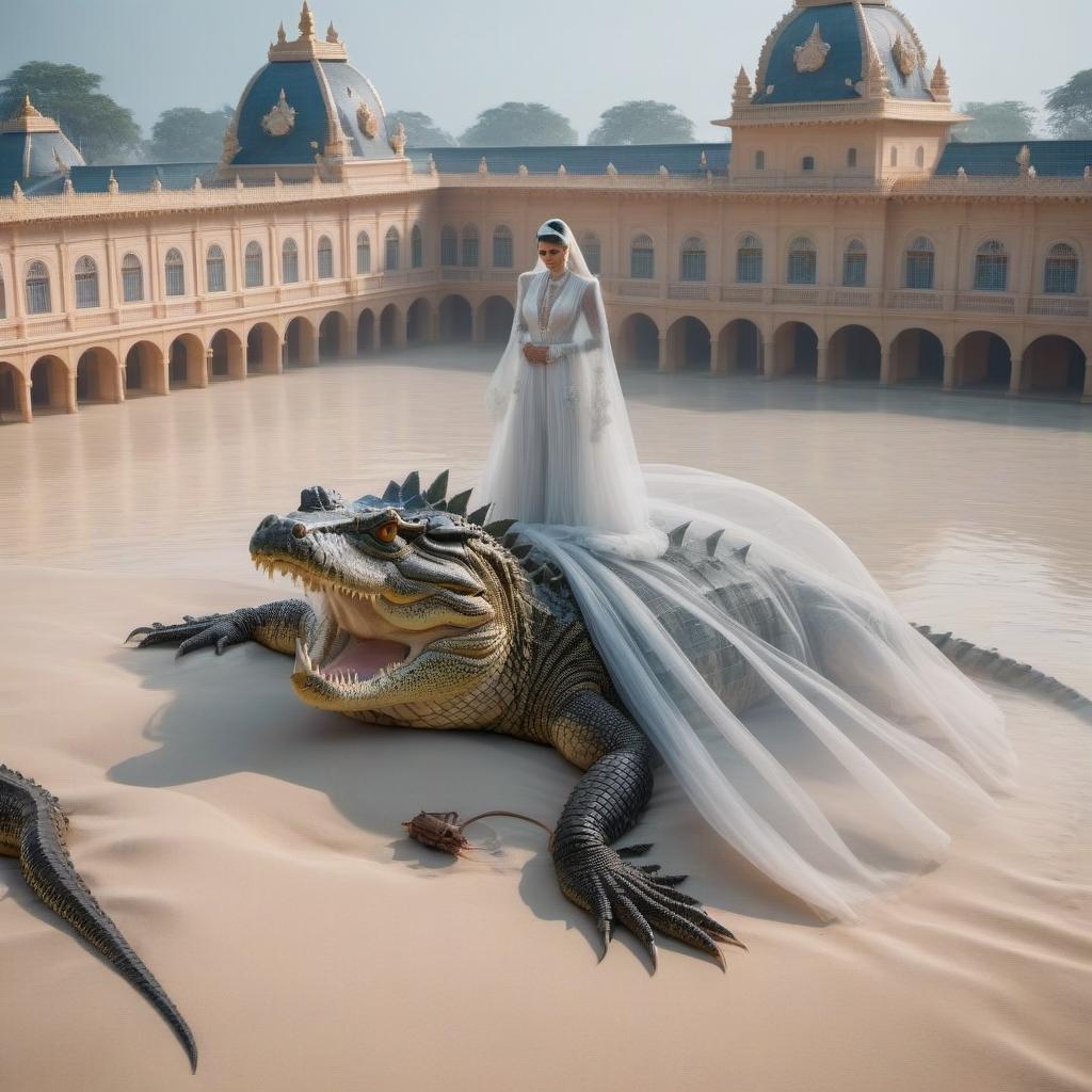  And crocodiles hyperrealistic, full body, detailed clothing, highly detailed, cinematic lighting, stunningly beautiful, intricate, sharp focus, f/1. 8, 85mm, (centered image composition), (professionally color graded), ((bright soft diffused light)), volumetric fog, trending on instagram, trending on tumblr, HDR 4K, 8K