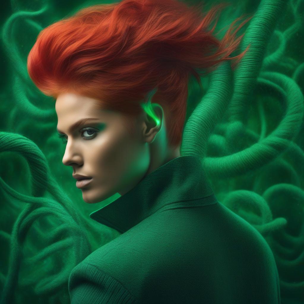  ((pencil drawing)), devilish narcissist libra woman with red hair stealing the energy and will to live from a green haired Capricorn man, epiCRealism, epiCPhoto, masterpiece, high res, unreal engine, high quality, hyper focus, ultra detailed, ultra photorealism, full frame, , high quality, highly detailed, 4K, 8K