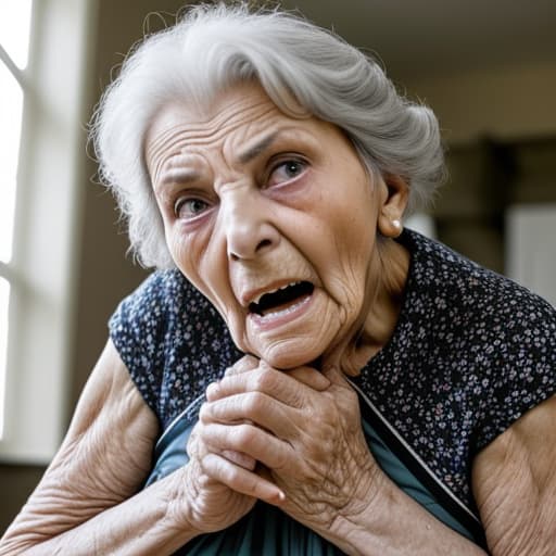  beautiful old woman having an intense 