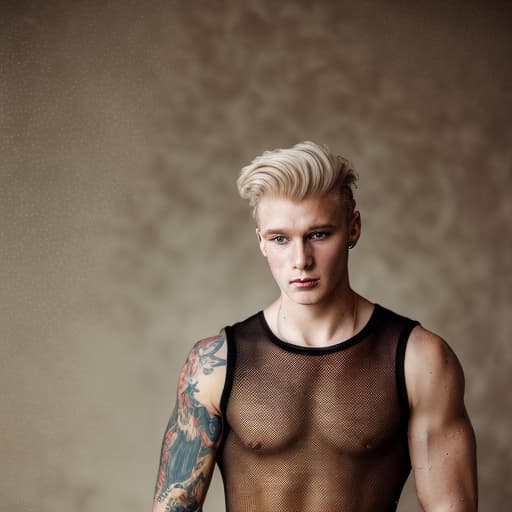 portrait+ style Russian LGBT queer dancer blonde hunk dude face