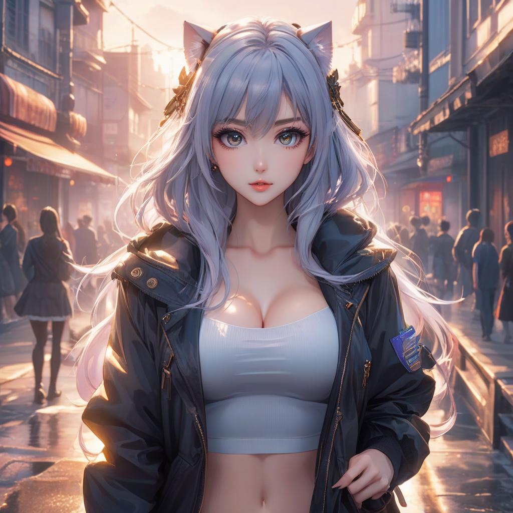  anime artwork cute girl with big beautiful eyes . anime style, key visual, vibrant, studio anime, highly detailed hyperrealistic, full body, detailed clothing, highly detailed, cinematic lighting, stunningly beautiful, intricate, sharp focus, f/1. 8, 85mm, (centered image composition), (professionally color graded), ((bright soft diffused light)), volumetric fog, trending on instagram, trending on tumblr, HDR 4K, 8K