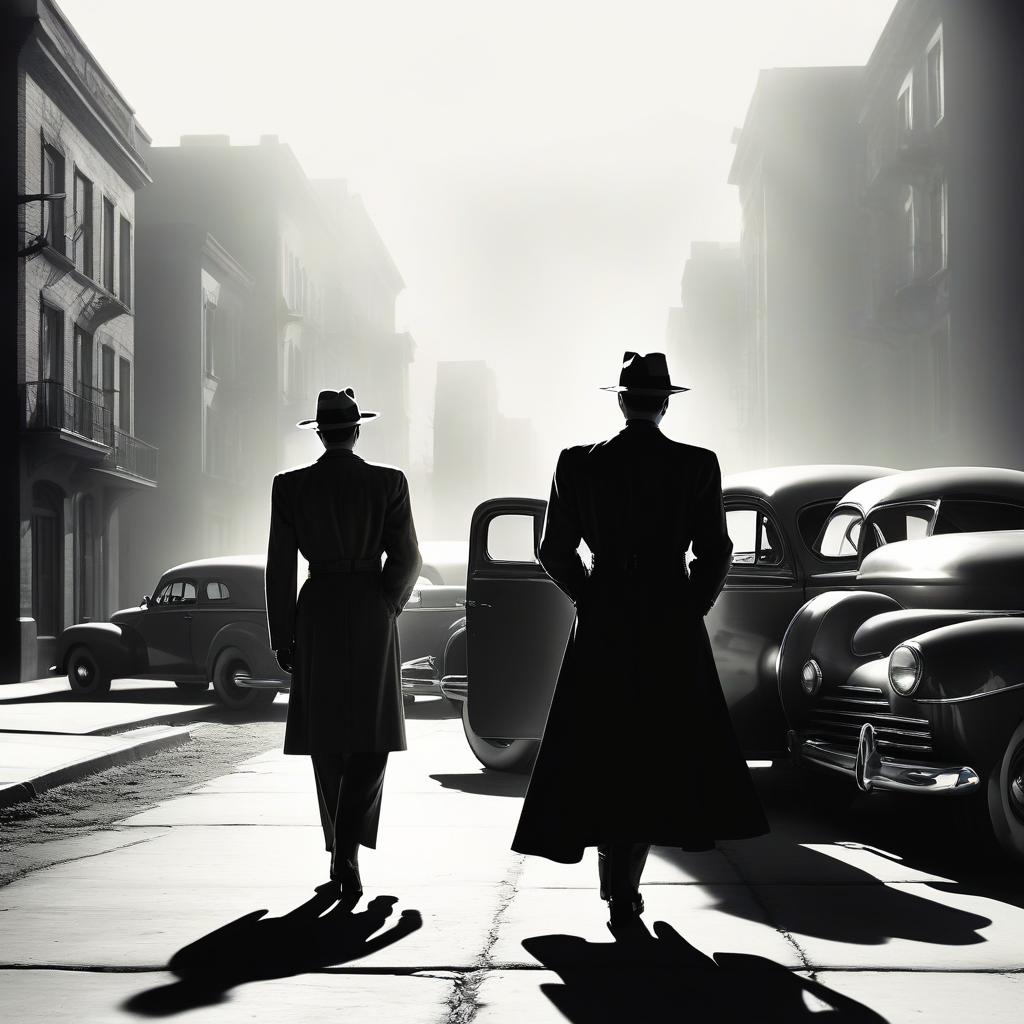  film noir style album cover . monochrome, high contrast, dramatic shadows, 1940s style, mysterious, cinematic