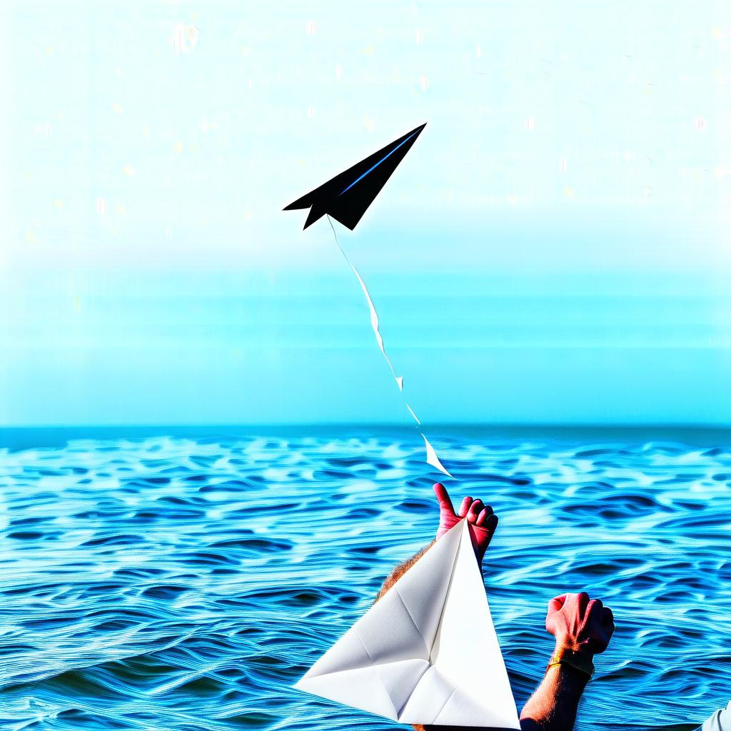  man launches paper plane into ocean