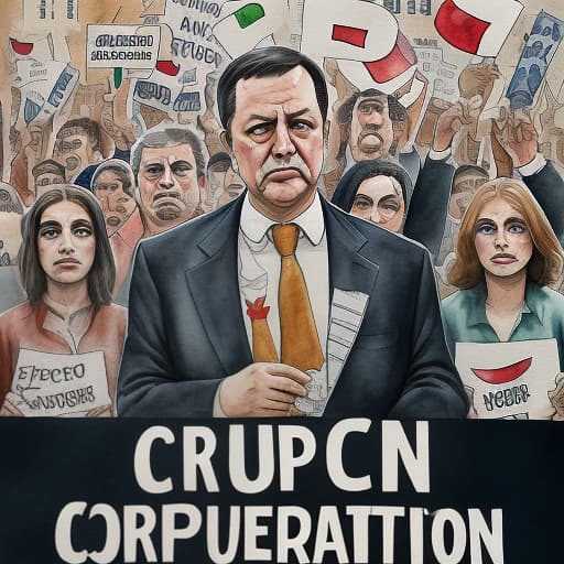  illustration, against corruption, no corruption poster, poster, watercolor drawing,