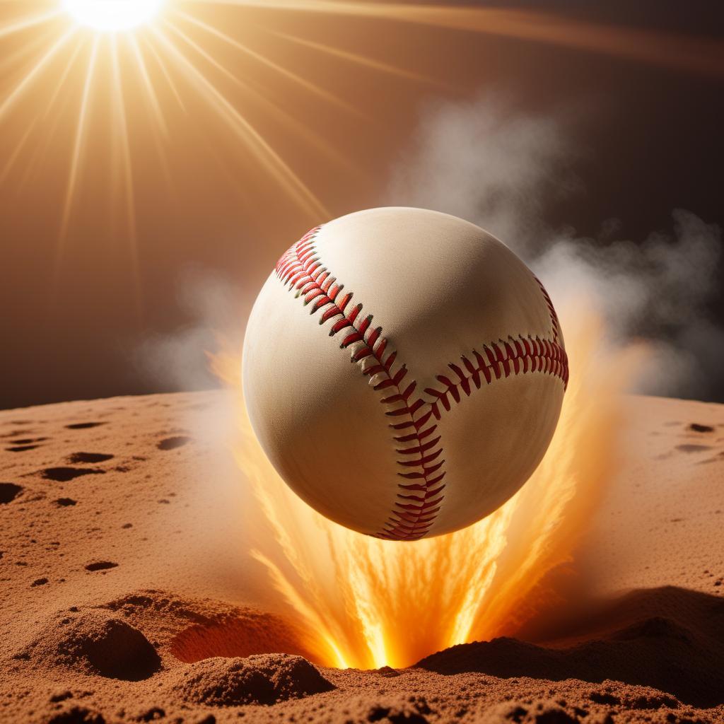  A diagram showing a baseball traveling from Earth to the Sun at a speed of 105.8 mph. The distance from Earth to the Sun should be labeled as 93 million miles. Include a timeline that converts the travel time of approximately 100 years, detailing the speed and distance. hyperrealistic, full body, detailed clothing, highly detailed, cinematic lighting, stunningly beautiful, intricate, sharp focus, f/1. 8, 85mm, (centered image composition), (professionally color graded), ((bright soft diffused light)), volumetric fog, trending on instagram, trending on tumblr, HDR 4K, 8K