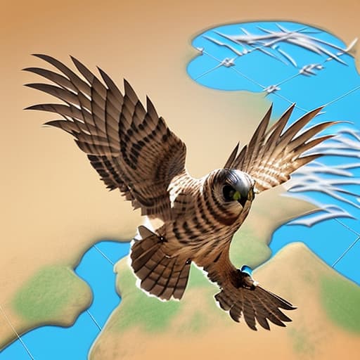  Generate a 2D logo of a hawk looking above the African continent, try put some grain pictures on the African continent map