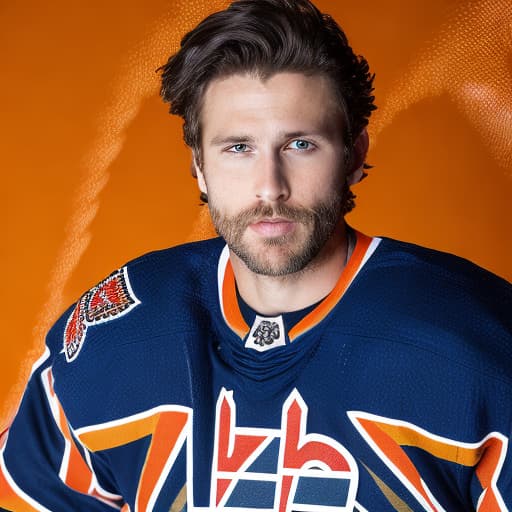 portrait+ style NHL star queer brunette hunk dude face