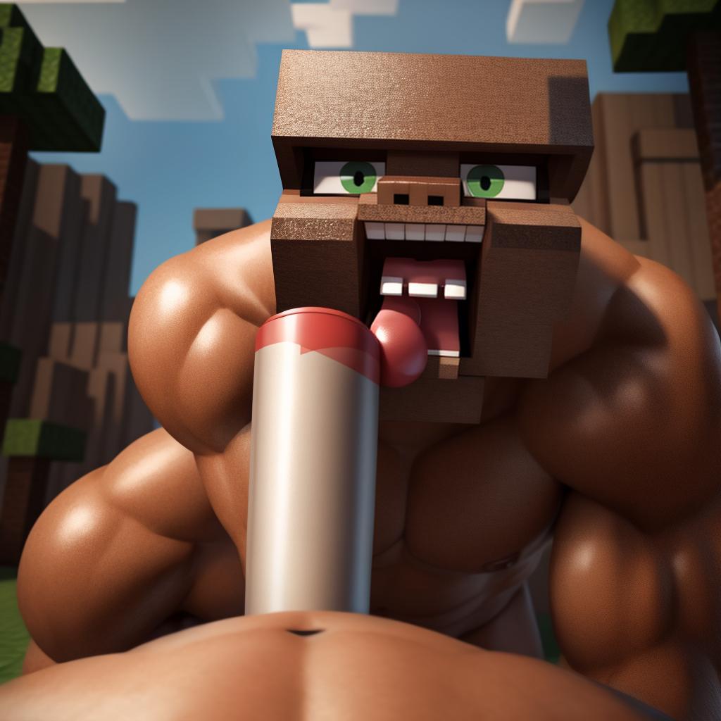  minecraft zombie gives steve a blowjob, open eyes, digital art, masterpiece, 4k, fine details,