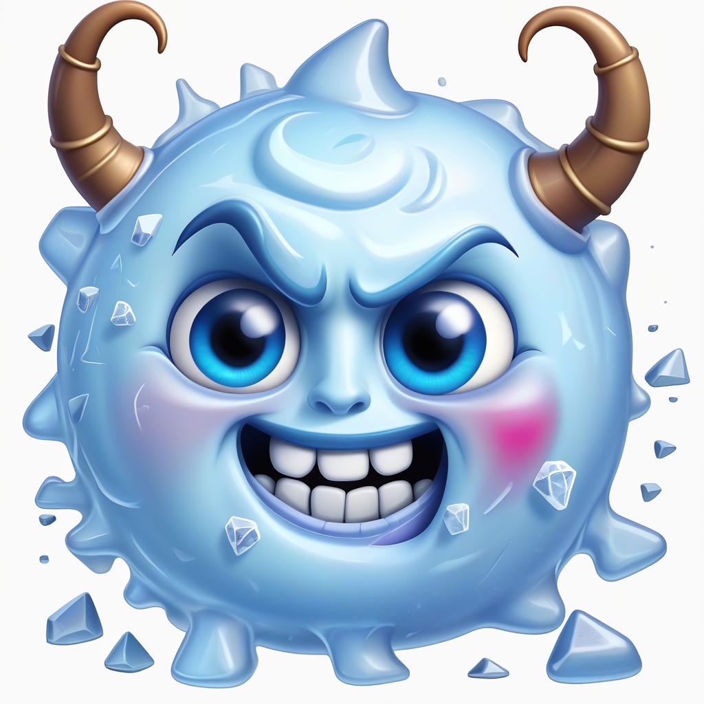  emoji with horns froze and turned into ice,