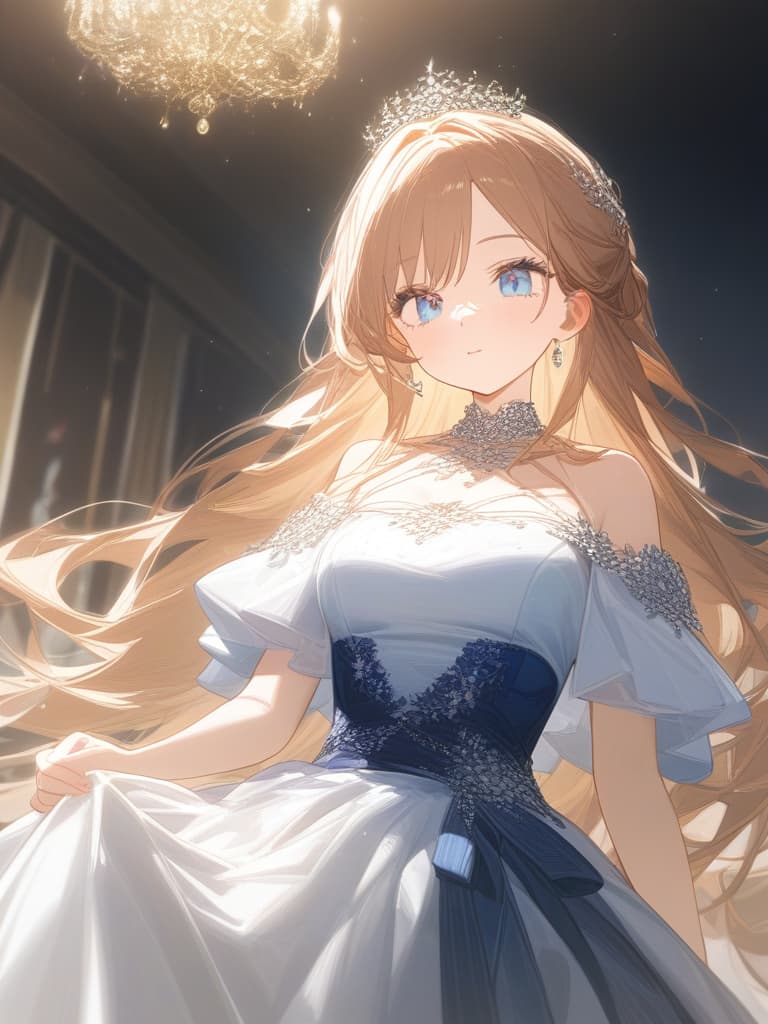  cute girls, jewels, beautiful, long hair, no bangs, beautiful dresses, beautiful dresses, royal, princess, british royal family, dignity, red, dark blue and golden dresses, crowns, light blue eyes, masterpiece, best quality,8k,ultra detailed,high resolution,an extremely delicate and beautiful,hyper detail