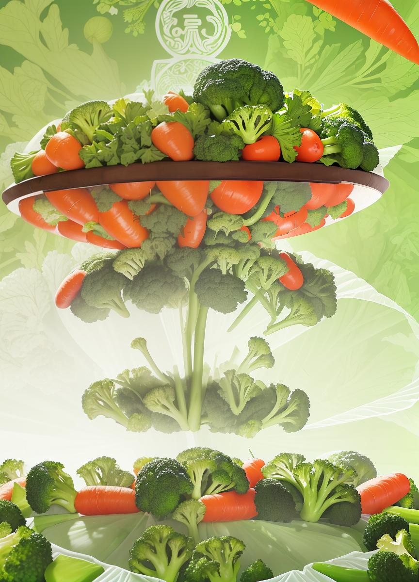  masterpiece, best quality, use light green as the main background color to symbolize nature, health and vitality. add a delicate veggie leaf texture or a slight green gradient to the background to add layers and a green healthy atmosphere. center pattern: in the center of the poster, create a circular pattern surrounded by fresh vegetables (carrots, broccoli, green peppers, etc.), which are brightly colored and full of shape, showing the variety and freshness of the market. inside the circular pattern, you can design a line of eye catching white or gold text: "green health convenience market," the font selection of round, easy to read style, to convey the core concept of the market. title and investment information: above th