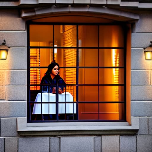 wa-vy style at night A beautiful girl sits by a window and looks into the eyes of a handsome boy beyond the window hyperrealistic, full body, detailed clothing, highly detailed, cinematic lighting, stunningly beautiful, intricate, sharp focus, f/1. 8, 85mm, (centered image composition), (professionally color graded), ((bright soft diffused light)), volumetric fog, trending on instagram, trending on tumblr, HDR 4K, 8K