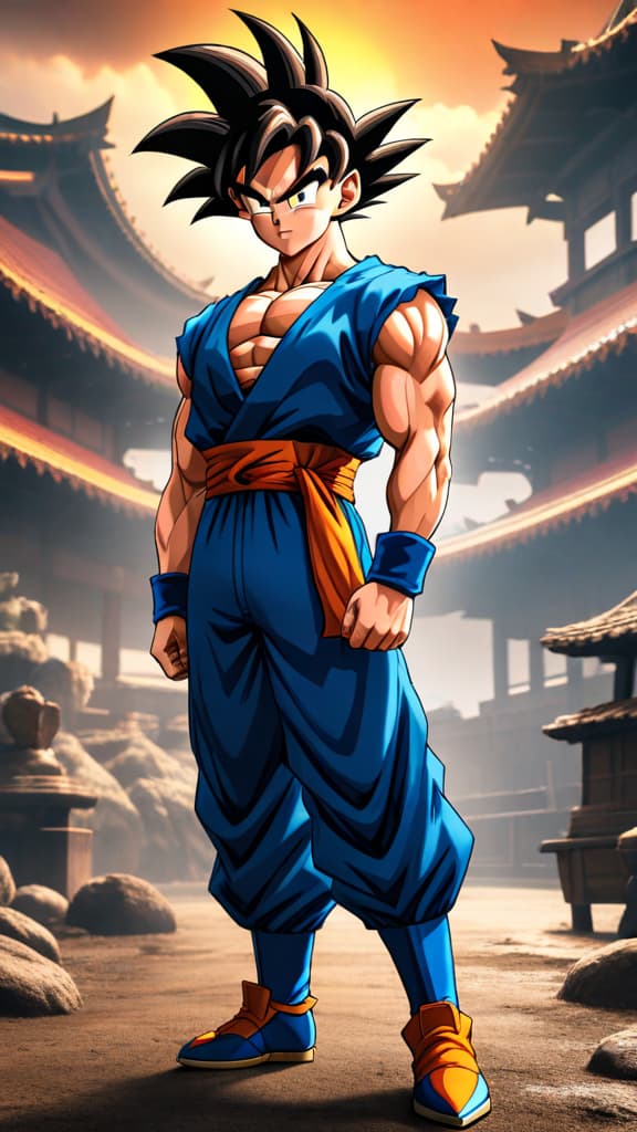  young goku from dragon ball, eyes wide open, learning about saiyan heritage and planet vegeta's destruction, anime art hyperrealistic, full body, detailed clothing, highly detailed, cinematic lighting, stunningly beautiful, intricate, sharp focus, f/1. 8, 85mm, (centered image composition), (professionally color graded), ((bright soft diffused light)), volumetric fog, trending on instagram, trending on tumblr, HDR 4K, 8K