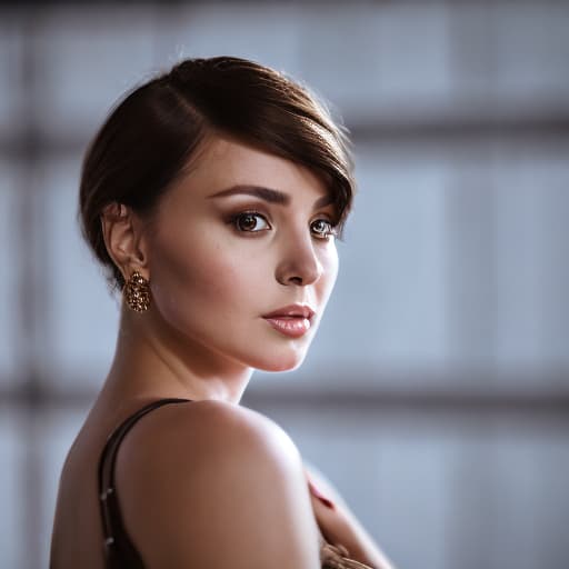 portrait+ style Russian queer TV actress brunette female face