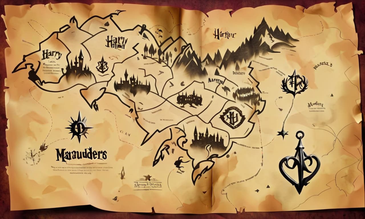  map of marauders from harry potter on a paper background