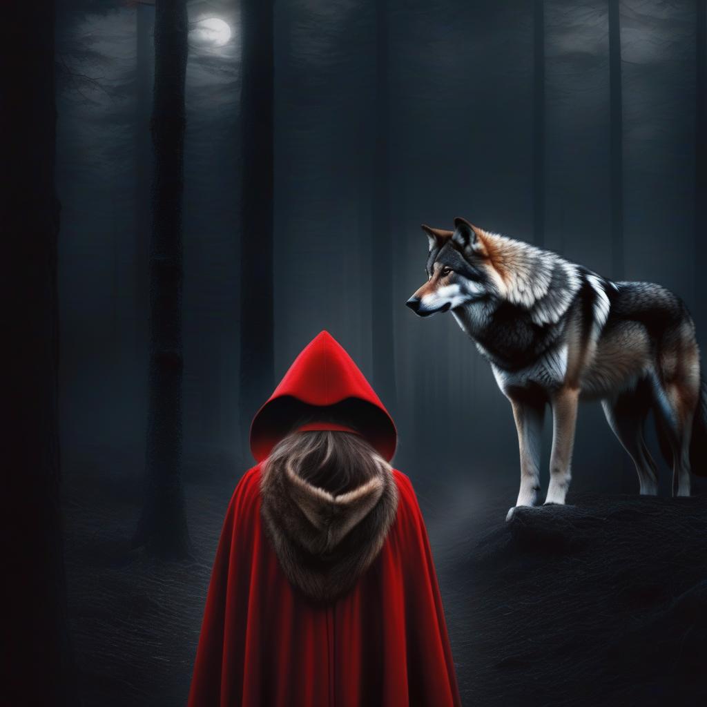  ((pencil drawing)), The Girl in the Red Cloak with the Wolf in the Dark Forest detailed digital painting, a photorealistic painting, art photography, bloody, scarred, scary, horror, spooky, nightmare, ultra detailed, hyper focus, high res, unreal engine, masterpiece, , high quality, highly detailed, 4K, 8K