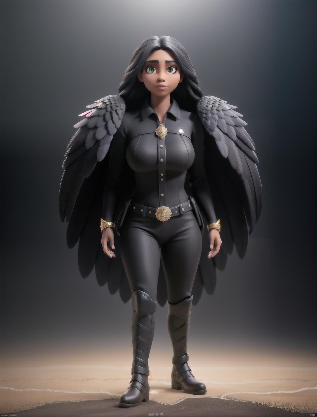  A black eagle hyperrealistic, full body, detailed clothing, highly detailed, cinematic lighting, stunningly beautiful, intricate, sharp focus, f/1. 8, 85mm, (centered image composition), (professionally color graded), ((bright soft diffused light)), volumetric fog, trending on instagram, trending on tumblr, HDR 4K, 8K