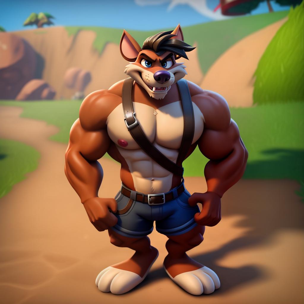  Taz the Tasmanian devil (looney tunes, Fortnite), full body, open eyes, masterpiece, 4k, fine details,