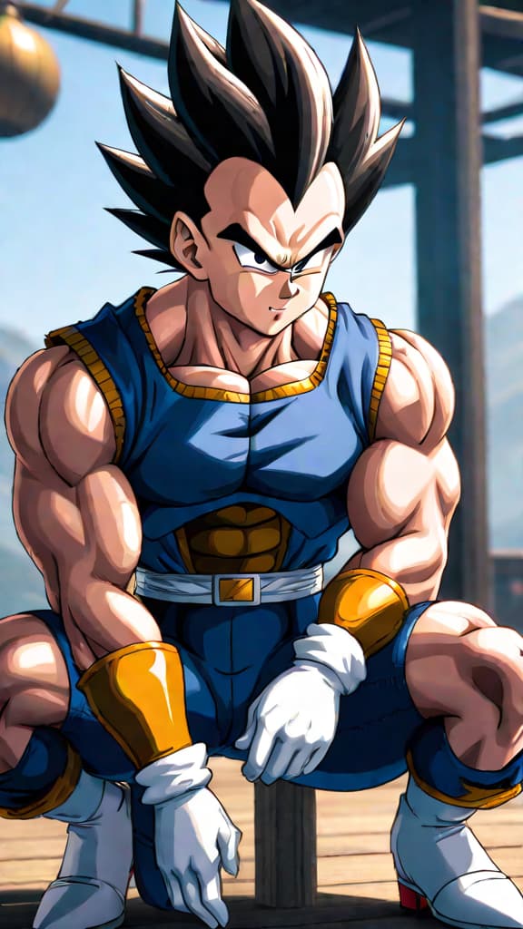  anime art: vegeta from dragon ball z struggles with a difficult decision during the majin buu saga. hyperrealistic, full body, detailed clothing, highly detailed, cinematic lighting, stunningly beautiful, intricate, sharp focus, f/1. 8, 85mm, (centered image composition), (professionally color graded), ((bright soft diffused light)), volumetric fog, trending on instagram, trending on tumblr, HDR 4K, 8K