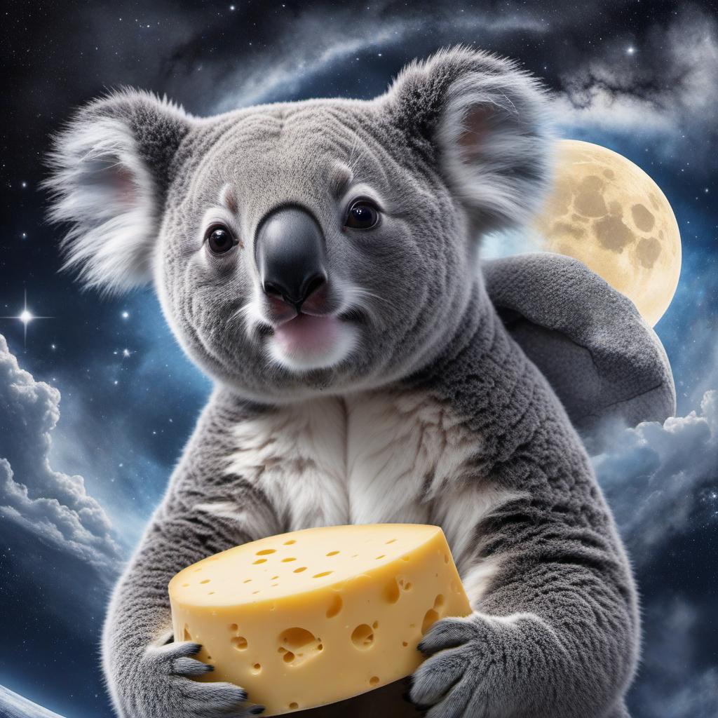  blue koala on the moon eating cheese, profile image style