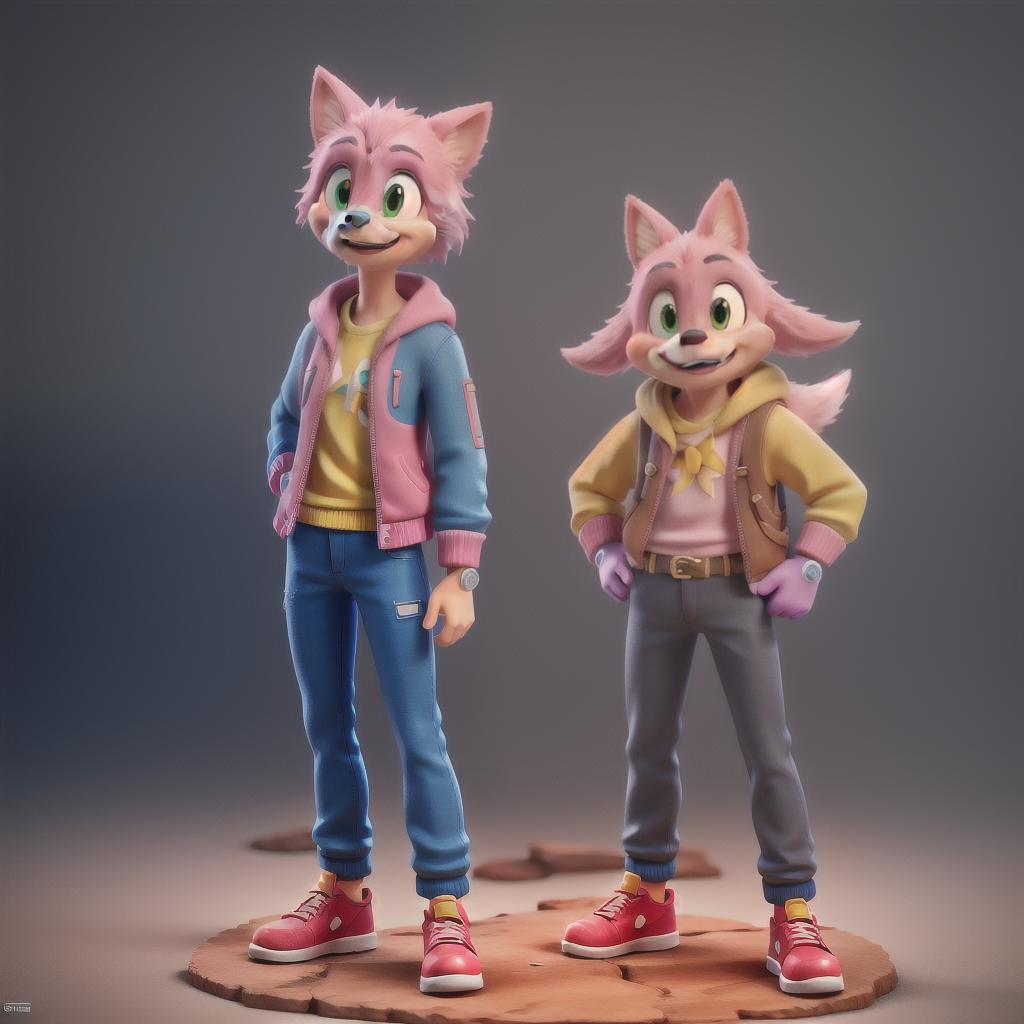  A pink version of Sonic with a hat on his right ear and he has red and yellow shoes and a exclamation mark on his stomach patch hyperrealistic, full body, detailed clothing, highly detailed, cinematic lighting, stunningly beautiful, intricate, sharp focus, f/1. 8, 85mm, (centered image composition), (professionally color graded), ((bright soft diffused light)), volumetric fog, trending on instagram, trending on tumblr, HDR 4K, 8K