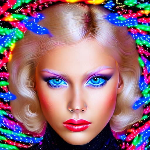 portrait+ style Russian LGBT queer superstar blonde female face