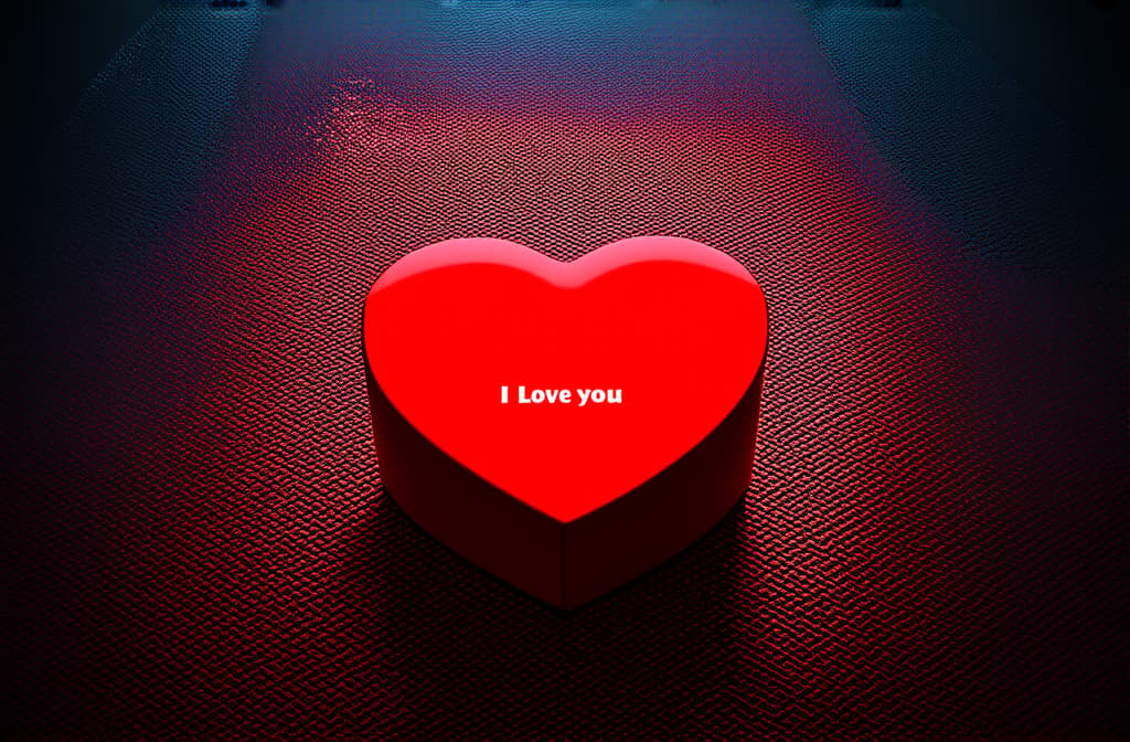  epic realistic, hyperdetailed, (cycles render:1.3), caustics, (glossy:0.58), (artstation:0.82),a red background with a heart shaped box with the words quot i love you quot on it ar 3:2