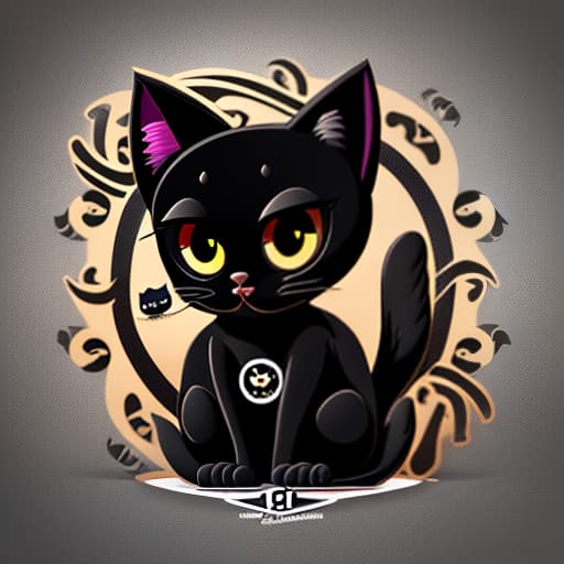  black cat with big eyes, (logo:1.3), vector graphics, brand, design, inspired, (straight:1.3), (symmetrical:0.4)