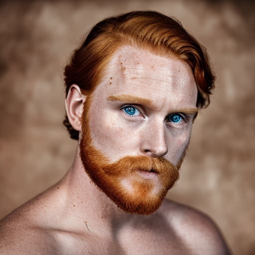 portrait+ style historical TV series actor queer ginger hunk dude face