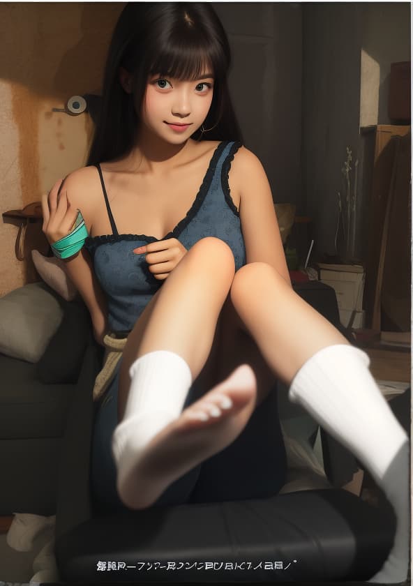  masterpiece, best quality, sitting girl, feet in front of camera