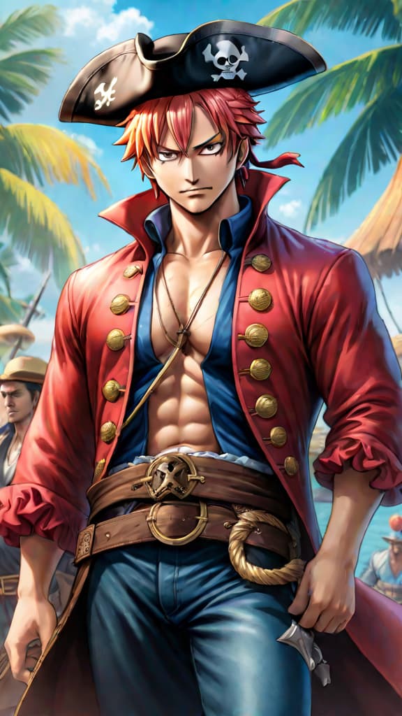  anime art: depict the feared pirate emperors from "one piece" showcasing their incredible powers. hyperrealistic, full body, detailed clothing, highly detailed, cinematic lighting, stunningly beautiful, intricate, sharp focus, f/1. 8, 85mm, (centered image composition), (professionally color graded), ((bright soft diffused light)), volumetric fog, trending on instagram, trending on tumblr, HDR 4K, 8K