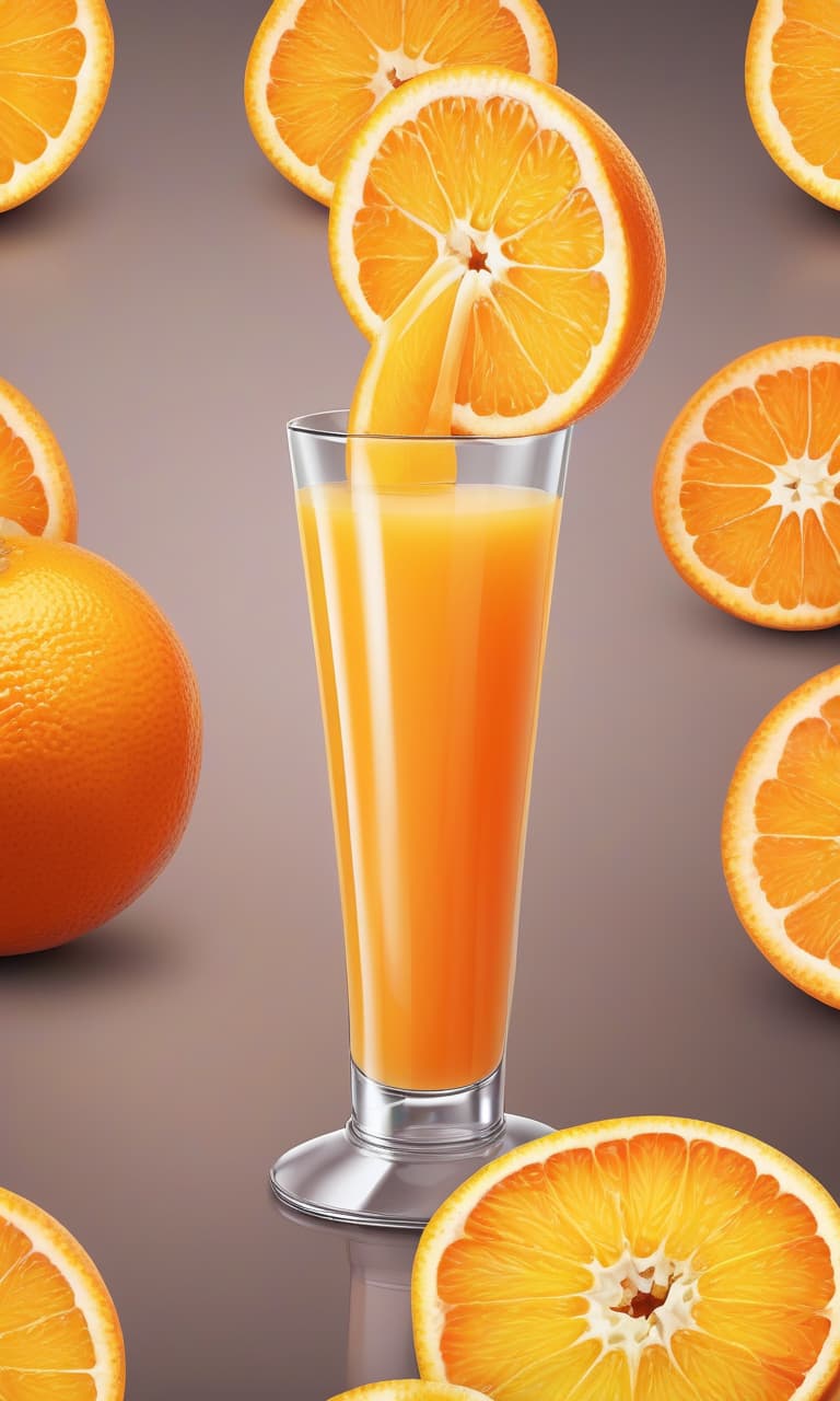  a glass oranges juice, with orange slice