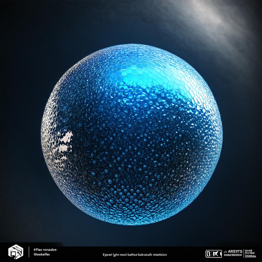  epic realistic, hyperdetailed, (cycles render:1.3), caustics, (glossy:0.58), (artstation:0.82),protection shield light barrier. spherical 3d shiny hexagonal round bubble dome.