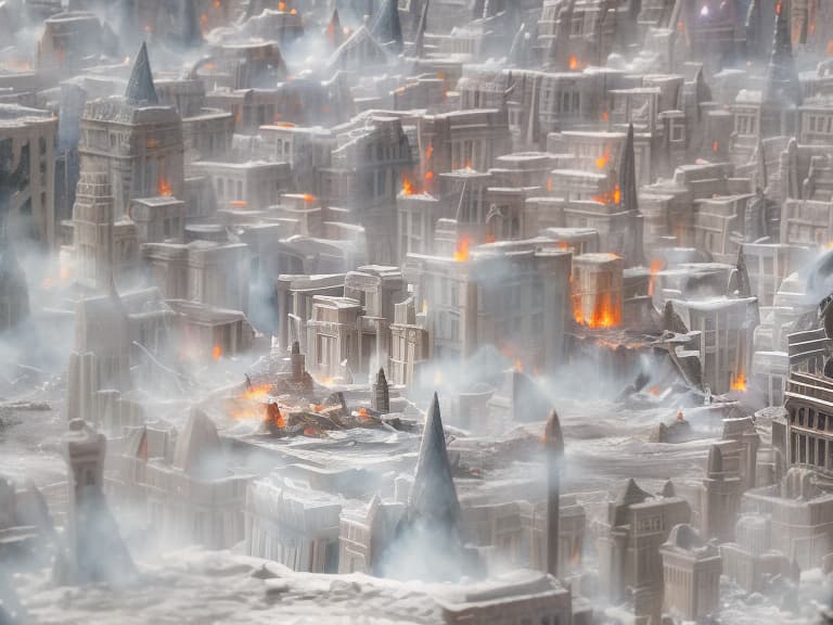  The city of the Elves is being destroyed, cracks are everywhere in the ground and a few buildings are on fire. Chaos and panic in the city. hyperrealistic, full body, detailed clothing, highly detailed, cinematic lighting, stunningly beautiful, intricate, sharp focus, f/1. 8, 85mm, (centered image composition), (professionally color graded), ((bright soft diffused light)), volumetric fog, trending on instagram, trending on tumblr, HDR 4K, 8K