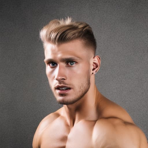 portrait+ style Czech Republic queer fitness model blonde hunk dude face