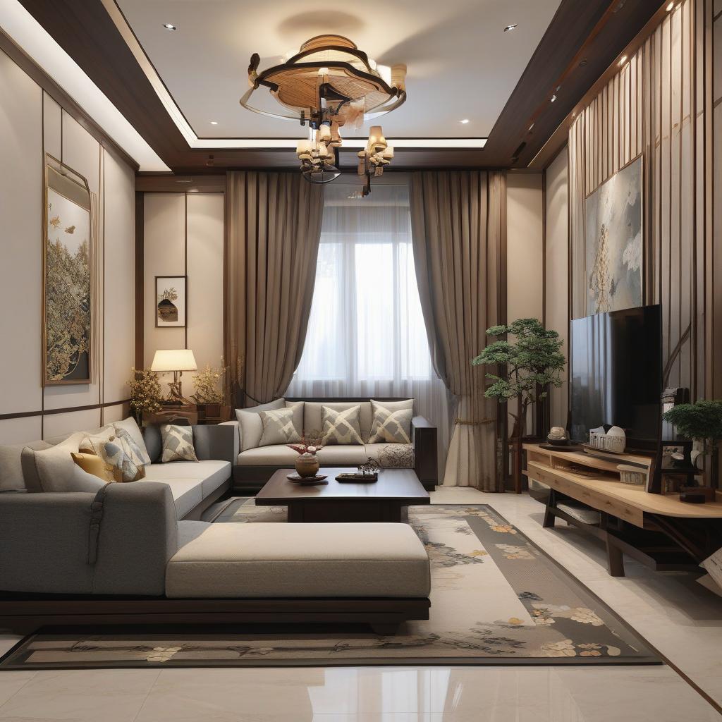  masterpiece, best quality,Japanese style living room with detailed interior decoration drawings,