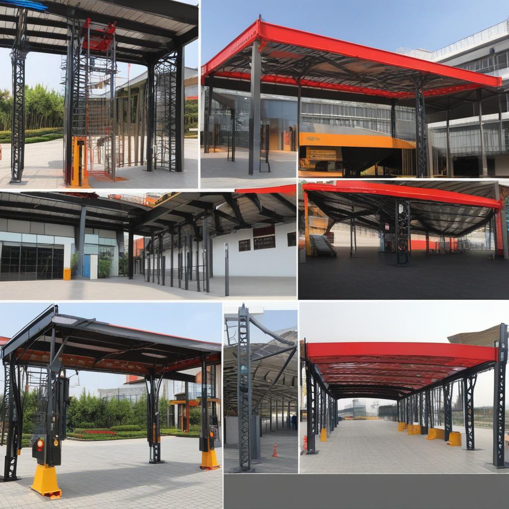  masterpiece, best quality,Railway station canopy steel structure column integrated intelligent primer rapid drying equipment flow chart