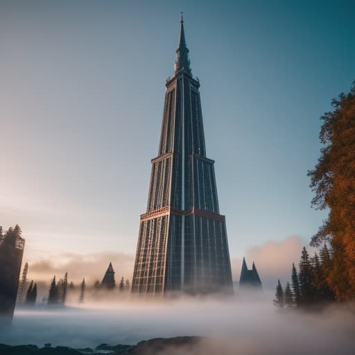  Wizard Tower hyperrealistic, full body, detailed clothing, highly detailed, cinematic lighting, stunningly beautiful, intricate, sharp focus, f/1. 8, 85mm, (centered image composition), (professionally color graded), ((bright soft diffused light)), volumetric fog, trending on instagram, trending on tumblr, HDR 4K, 8K