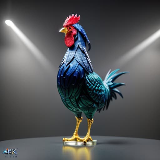  Glass rooster hyperrealistic, full body, detailed clothing, highly detailed, cinematic lighting, stunningly beautiful, intricate, sharp focus, f/1. 8, 85mm, (centered image composition), (professionally color graded), ((bright soft diffused light)), volumetric fog, trending on instagram, trending on tumblr, HDR 4K, 8K