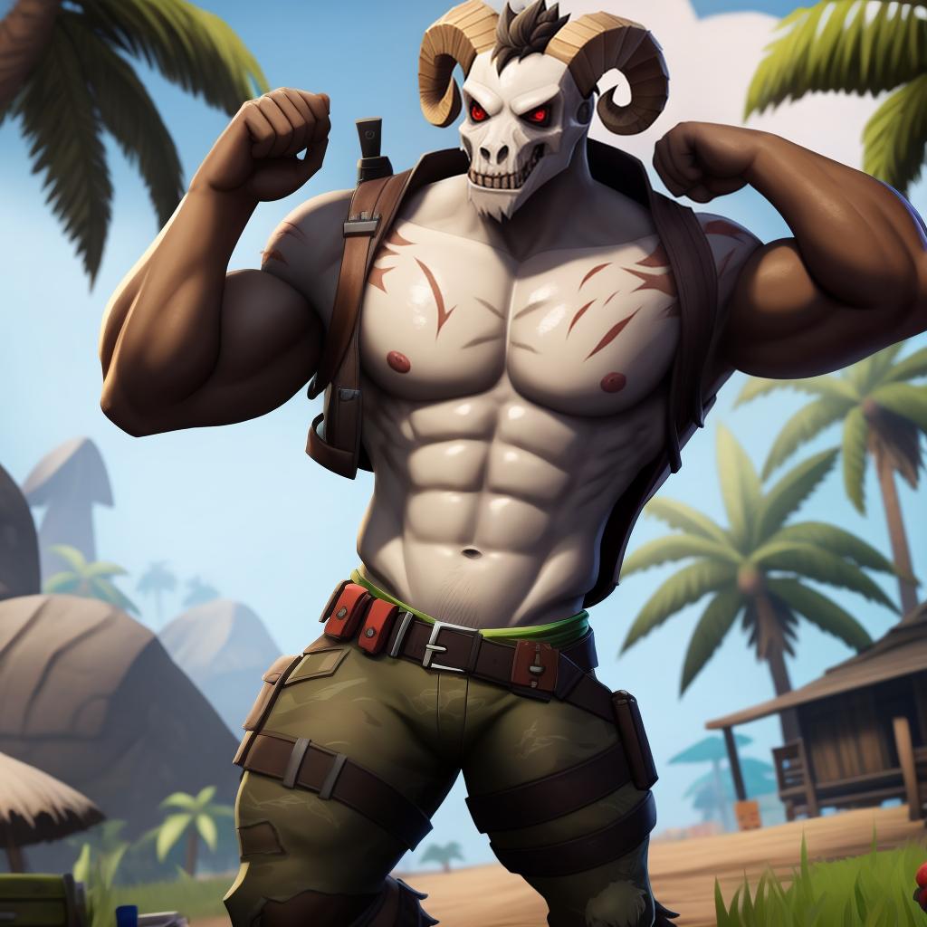  Ram (dead island, fortnite), full body, open eyes, masterpiece, 4k, fine details,