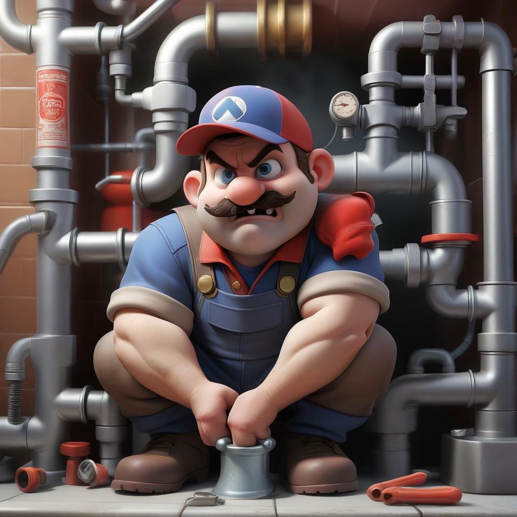  concept art plumber . digital artwork, illustrative, painterly, matte painting, highly detailed