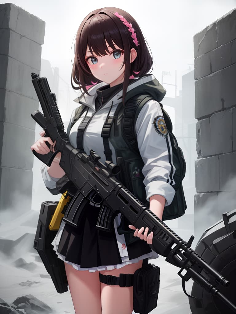  girls with guns, 4, strong, masterpiece, best quality,8k,ultra detailed,high resolution,an extremely delicate and beautiful,hyper detail