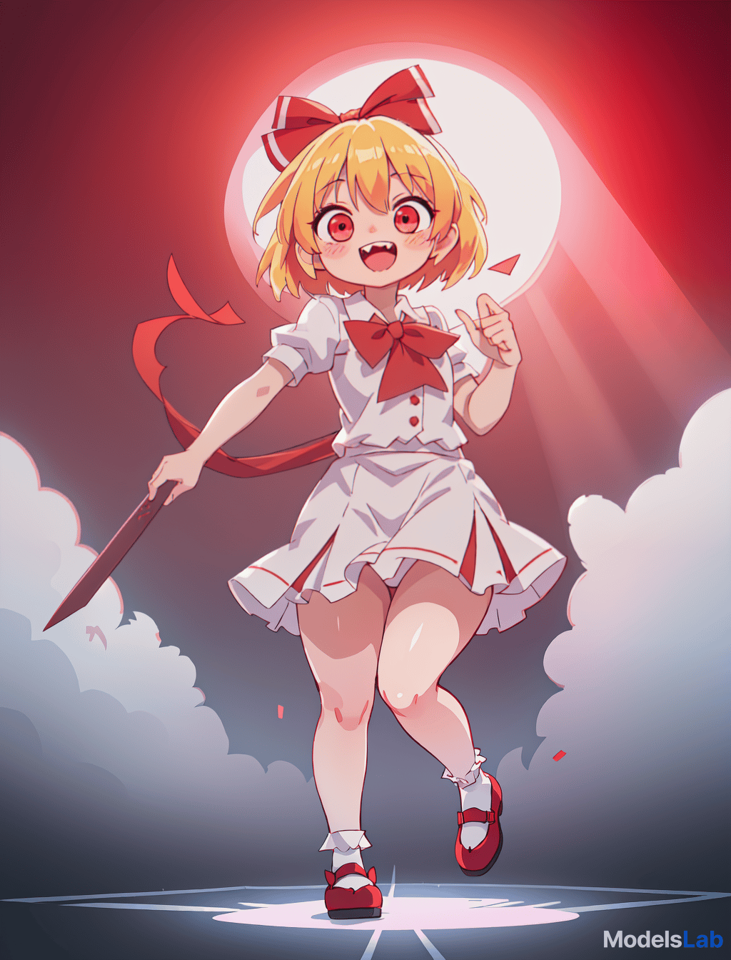  rumia, touhou project, , cute, happy, girl, elementary student, straight hair, blonde hair, short hair, red hair tie, sharp teeth, razor sharp teeth, flat , no s, board like, no , bare , bottomless, , , , lewd, anime, , , cameltoe, s, pink s, aroused rumia is a cute girl, around 128cm, with a cute face and sharp teeth. she has short blonde hair approximately to her shoulders, tied at one side with a red ribbon that's used to seal her true power. she has crimson red eyes, and a like body with a flat , plump , and a puffy mound that looks like a 's. hyperrealistic, full body, detailed clothing, highly detailed, cinematic lighting, stunningly beautiful, intricate, sharp focus, f/1. 8, 85mm, (centered image composition), (professionally color graded), ((bright soft diffused light)), volumetric fog, trending on instagram, trending on tumblr, HDR 4K, 8K