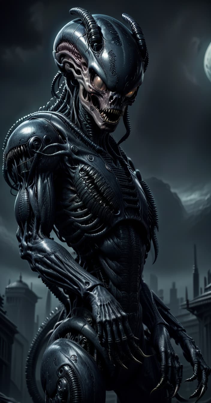  macabre style species, xenomorph, monster, space, realism, horror . dark, gothic, grim, haunting, highly detailed, civitai