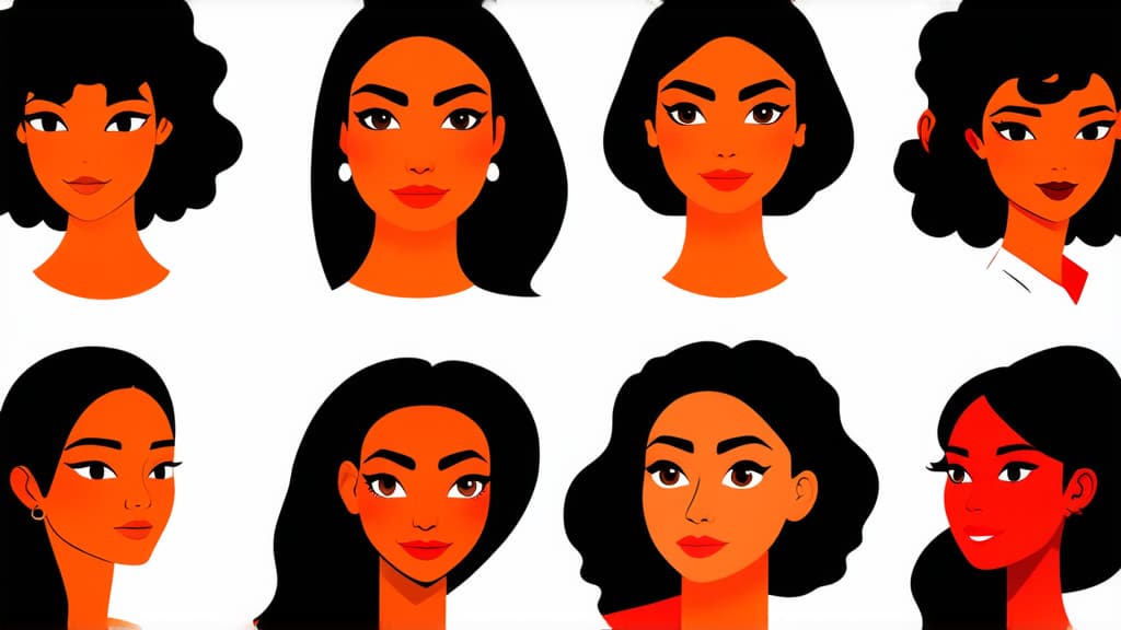  flat illustration, flaticon, (illustration:1.15), different beauty. set of different female heads. different races and nationalities. colored hand drawn illustration ar 16:9, [cory loftis, strobist, pascal campion :: 0.2]