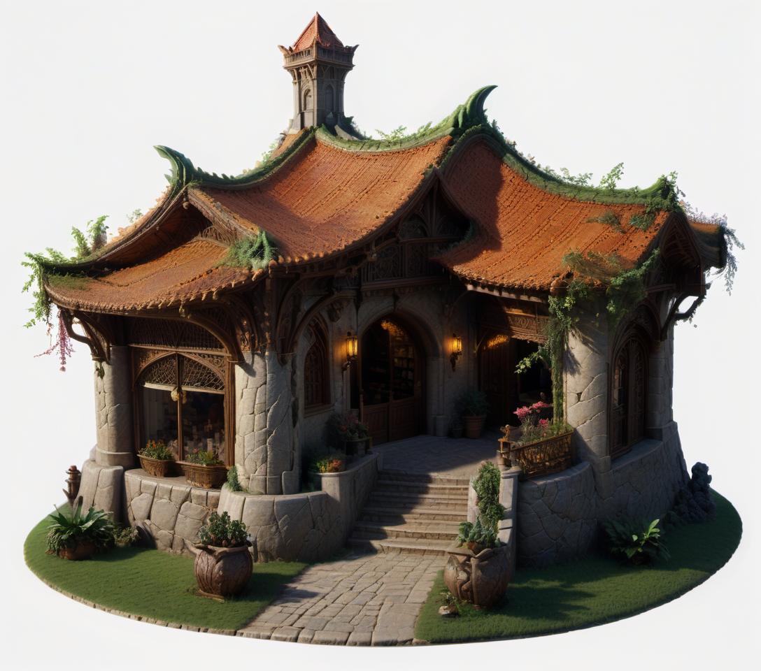  professional 3d model bright colors, a romanesque style shop, the magic dragon shop . octane render, highly detailed, volumetric, dramatic lighting, civitai, hkmagic