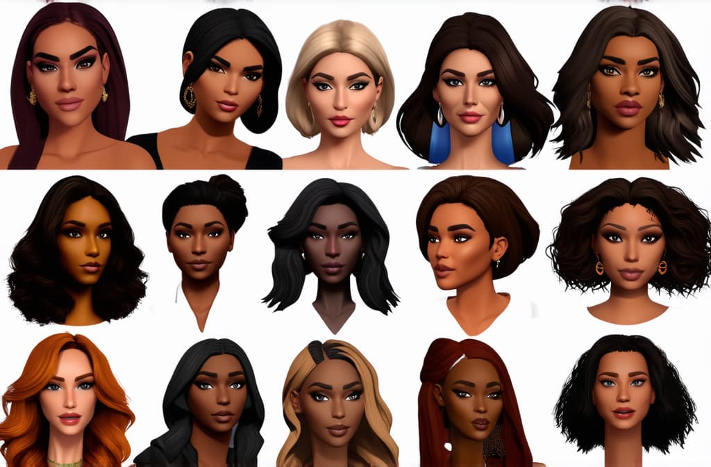  different beauty. set of different female heads. different races and nationalities. style modern ar 3:2 {prompt}, maximum details